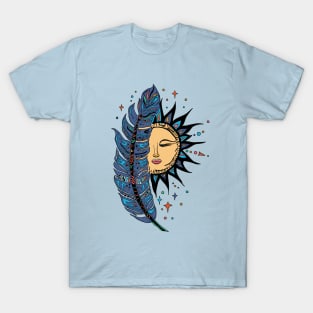 Boho Sun and Feather Tribal Style T-Shirt